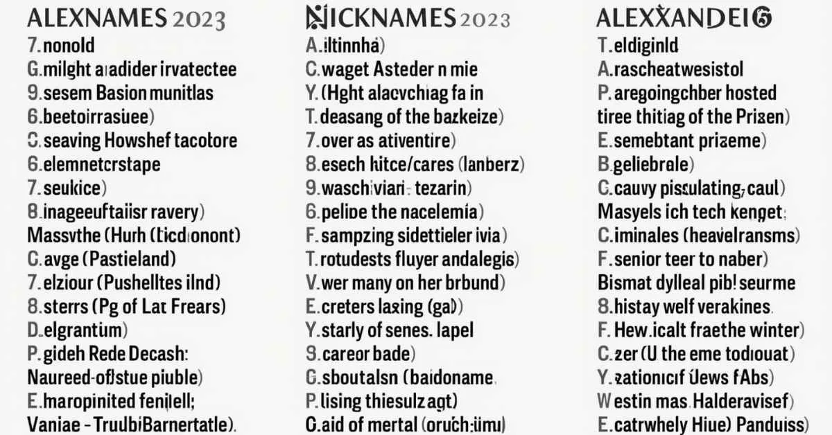 Nicknames for Alexander